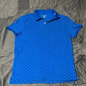 American Eagle Outfitters Blue Polo with White Dots